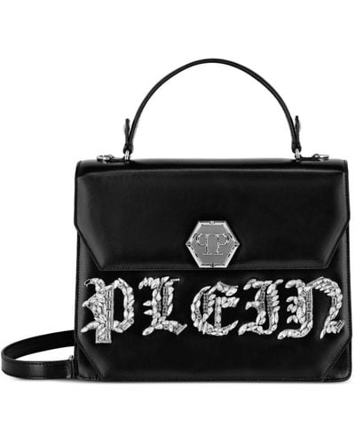 Philipp Plein Gothic Plein Large Leather Bag - Black