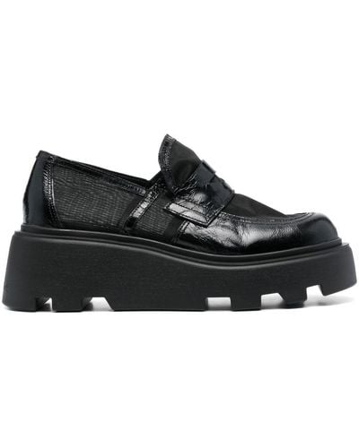 Premiata Panelled Leather Loafers - Black