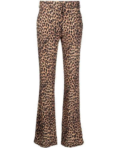 Laneus Leopard-print Straight-leg Trousers - Brown