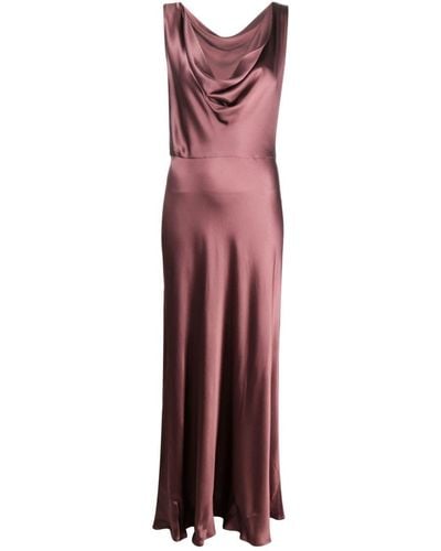 Antonelli Cowl-neck Satin-finish Dress - Purple
