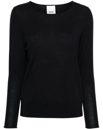 Allude Fine-knit Virgin Wool Sweater - Black