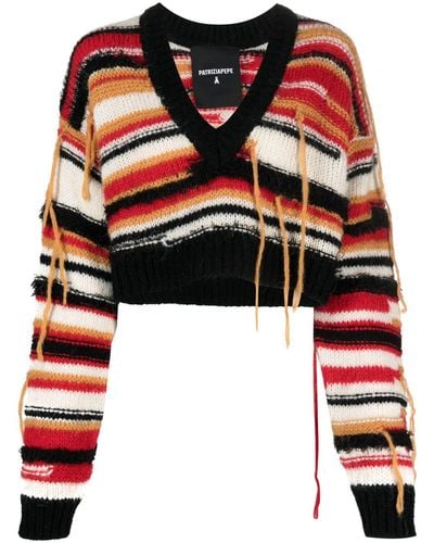 Patrizia Pepe Gestreifter Cropped Pullover - Rot