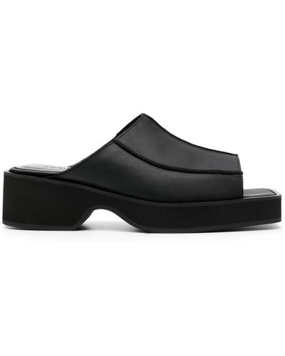 Eckhaus Latta Frame 55mm Slip-on Leather Sandals - Black