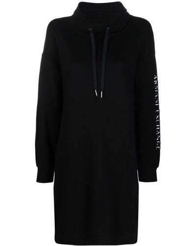 Armani Exchange ドローストリング ニットドレス - ブラック