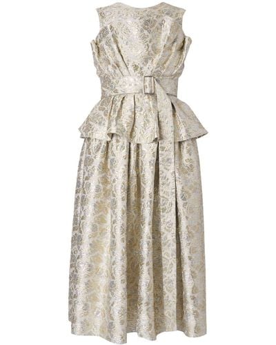 Erdem Midi-jurk Met Peplum Taille - Naturel