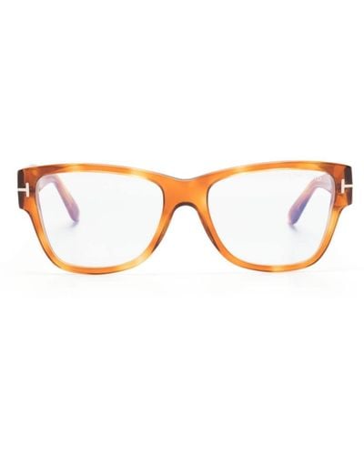 Tom Ford Square-frame sculpted-arms glasses - Marrón