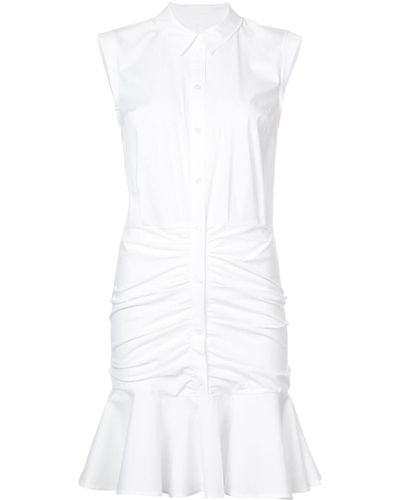Veronica Beard Bell Buttoned-down Ruched Shirt Dress - White