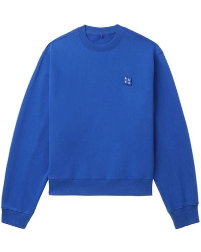 Adererror Tetris-appliqué Cotton Sweatshirt - Blue