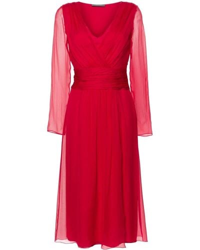 Alberta Ferretti A-line Silk Wrap Dress - Red