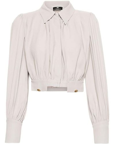 Elisabetta Franchi Cropped Georgette Shirt - White