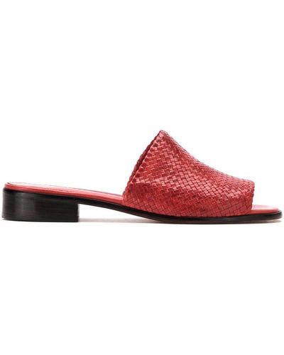 Sarah Chofakian Leather Mules - Red