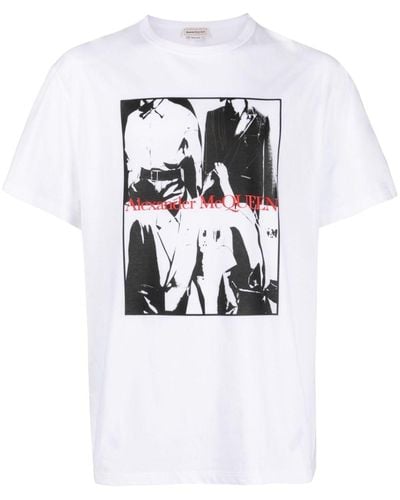 Alexander McQueen T-shirt en coton à imprimé photographique - Blanc