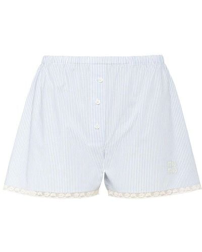 Miu Miu Stripe-pattern Poplin Boxer Shorts - White