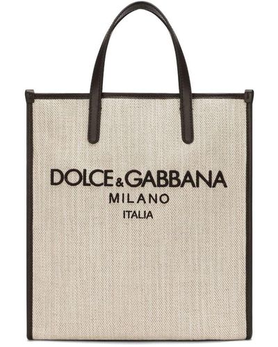 Dolce & Gabbana Logo Cotton Tote Bag - Natural