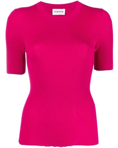 P.A.R.O.S.H. Fine-ribbed T-shirt - Pink