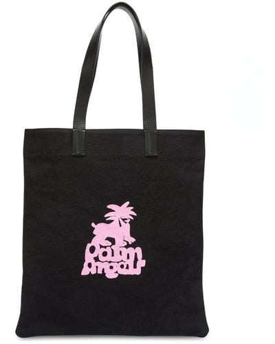 Palm Angels Leon Logo-print Shopping Bag - Black