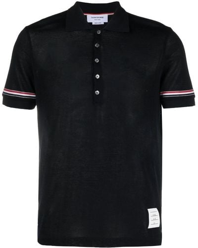 Thom Browne Short Sleeve Rib Cuff Polo - Black