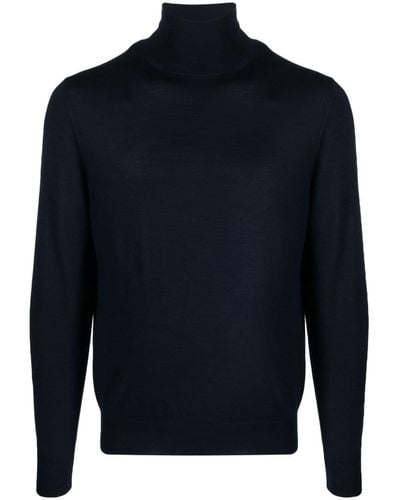 Canali Fine-knit Roll-neck Sweater - Blue