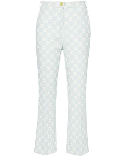 Elisabetta Franchi Pantalones bootcut con logo estampado - Blanco