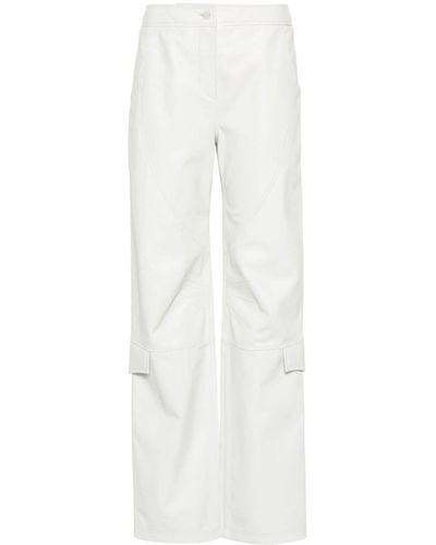 Alberta Ferretti Straight-leg Leather Trousers - White