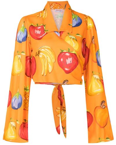 Amir Slama Fruit-print Long-sleeved Shirt - Orange
