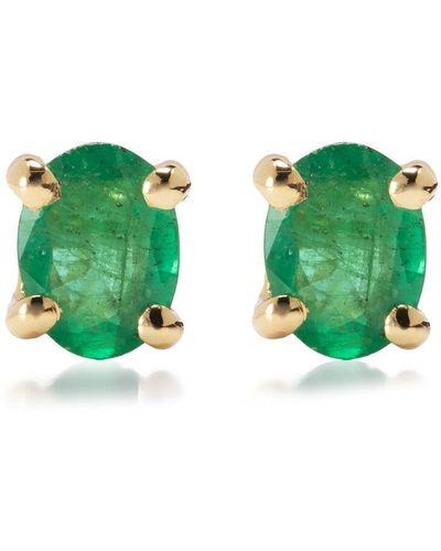 Wouters & Hendrix 18kt Yellow Gold Emerald Stud Earrings - Green