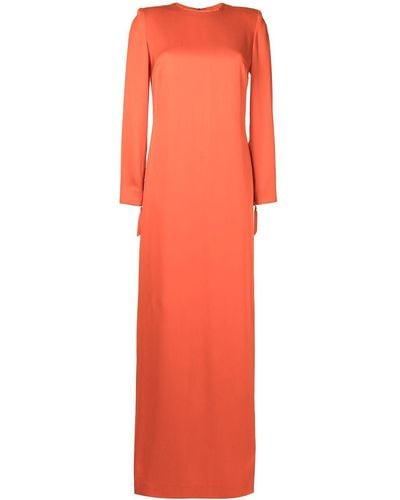 SemSem Long-sleeved Silk Twill Dress - Orange