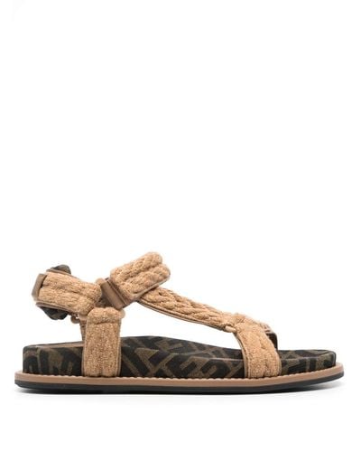 Fendi Feel Braided Flat Sandals - Brown