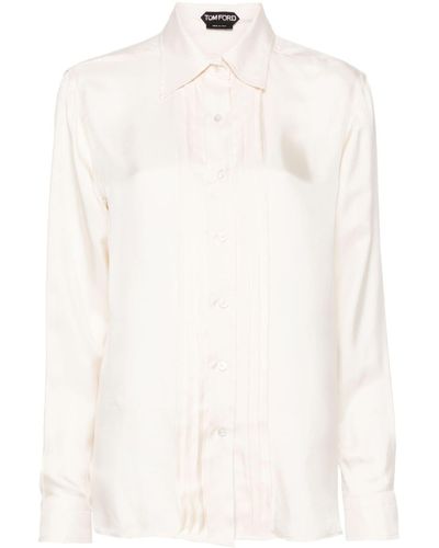 Tom Ford Pintuck-detailing Satin Shirt - White