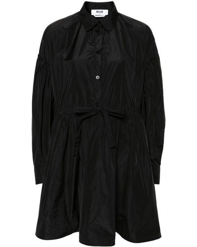 MSGM Flared Mini Shirtdress - Black