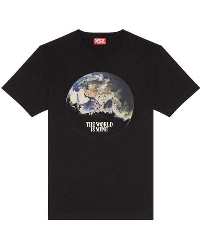 DIESEL T-shirt en coton à imprimé graphique - Noir