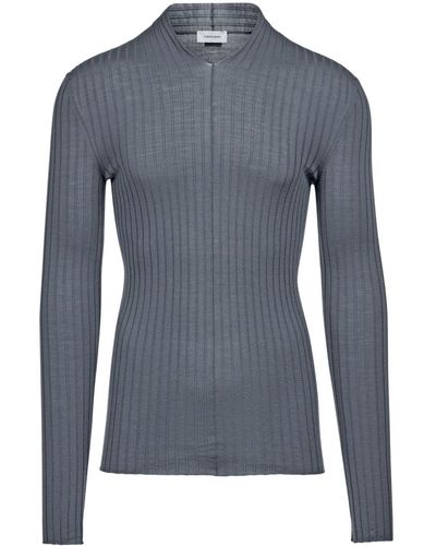 Ferragamo V-neck Ribbed-knit Sweater - Blue