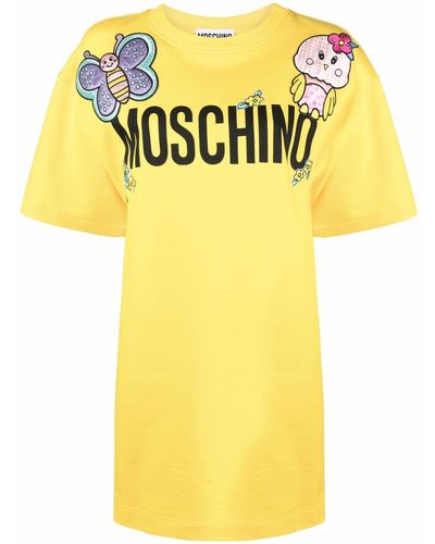 Moschino ロゴ Tシャツワンピース - イエロー