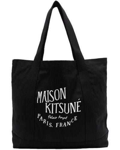 Maison Kitsuné Bolso shopper con logo estampado - Negro