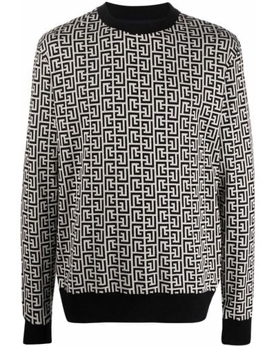 Balmain Sweatshirt mit Monogramm-Muster - Schwarz