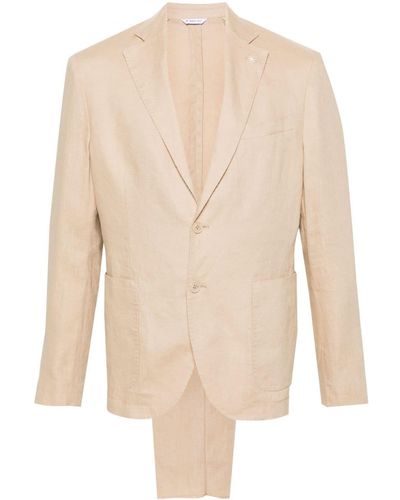 Manuel Ritz Single-breasted Linen Suit - White