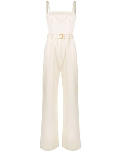 Prada Belted-waist Sleeveless Jumpsuit - White