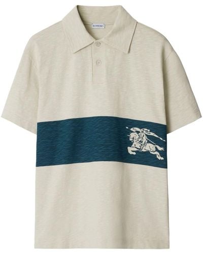 Burberry Gestreept Poloshirt Met Logo - Blauw