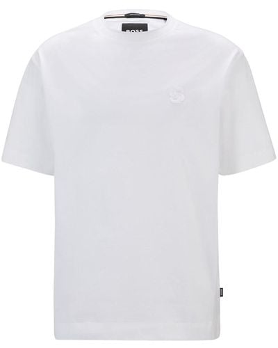 BOSS T-Shirt mit Logo-Stickerei - Weiß