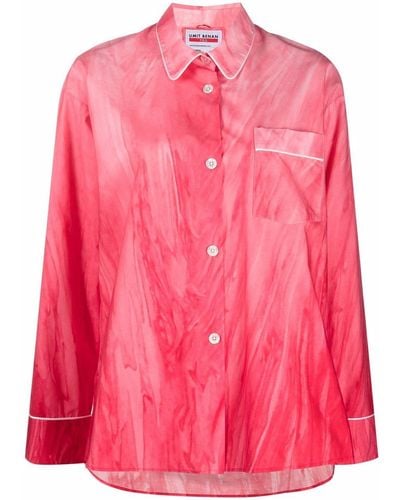 F.R.S For Restless Sleepers Pipe-trim Pajama Shirt - Pink