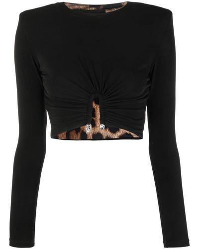 Philipp Plein Top corto con detalle fruncido - Negro