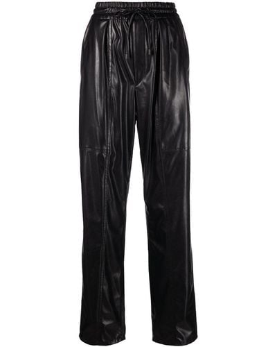 Isabel Marant Faux-leather Straight Trousers - Black