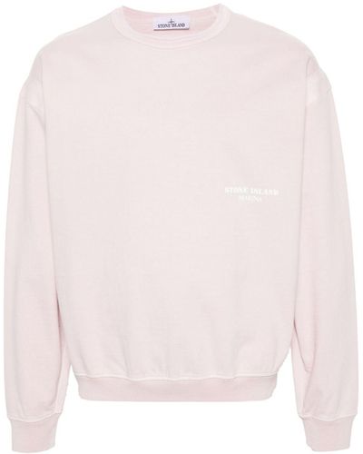 Stone Island Logo-print Cotton Sweatshirt - Pink