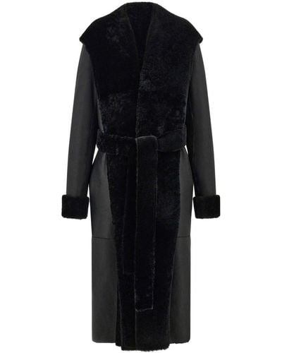 Ferragamo Belted Paneled Coat - Black