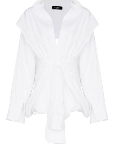 A.W.A.K.E. MODE Bluse mit Knotendetail - Weiß