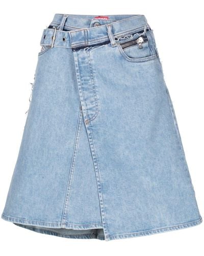 DIESEL De-pendence-mid Asymmetric Denim Skirt - Blue
