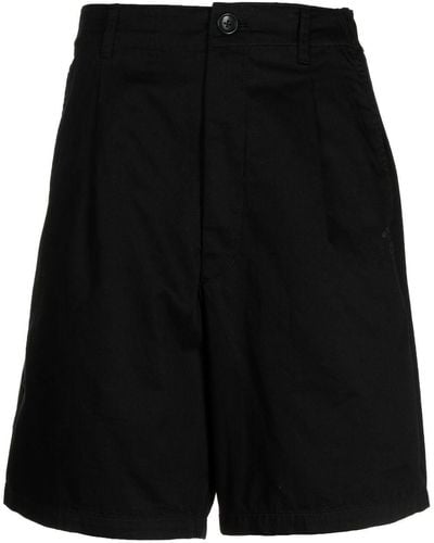 Izzue Embroidered Logo-detail Cotton Shorts - Black