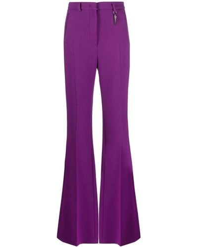 Roberto Cavalli High-waist Flared Wool Trousers - Purple