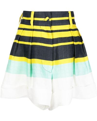 Bambah Striped High-waisted Shorts - Yellow