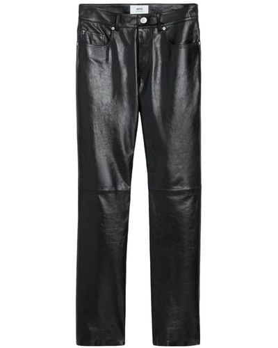 Ami Paris Pantalon en cuir à coupe droite - Gris